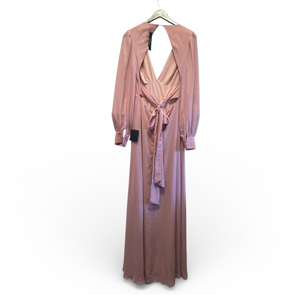 Lulu's Blush Long Sleeve Open Back Maxi Dress Dress Romantic Elegant Occasion - Picture 4 of 9